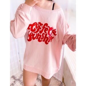 Wildfox Coffee & Sunshine oversized baggy statement sweatshirt jumper size L